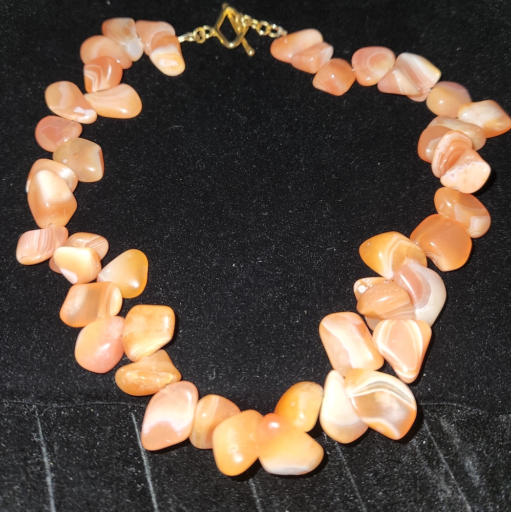 Sold Apricot agate semiprecious necklace